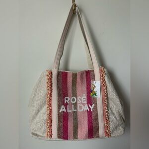 Viral Beaded Pink Rose All Day Tote Bag